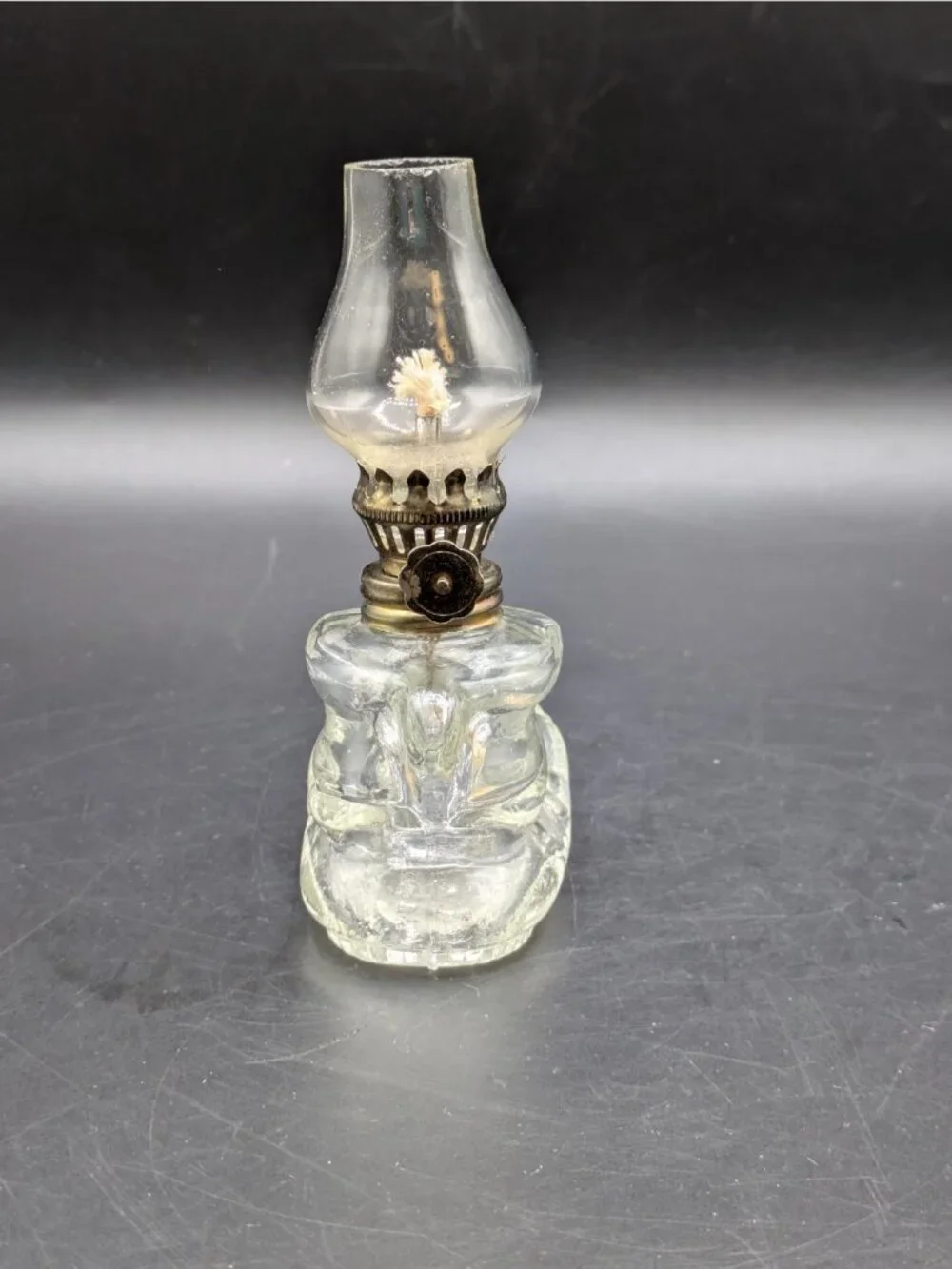 Vintage Mini Oil Lamp Lantern Boot Shaped Clear Glass Made in Hong Kong 5